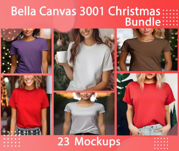 Christmas Bella Canvas Mockup | T-Shirt Mockup Bundle