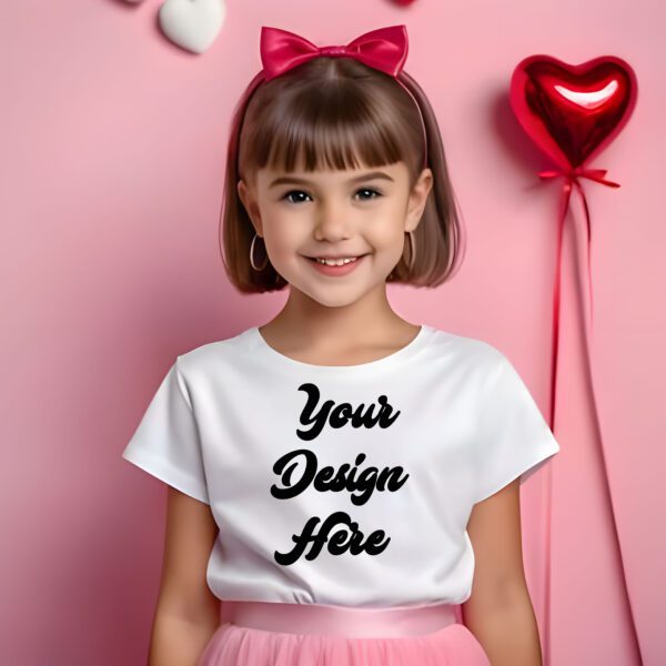 Valentine’s Kids T-Shirt Mockup | Cute Girl Mockup