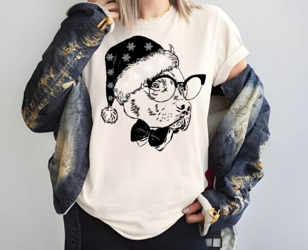 Retro Christmas Dog Santa Claus PNG, Funny Christmas Dog
