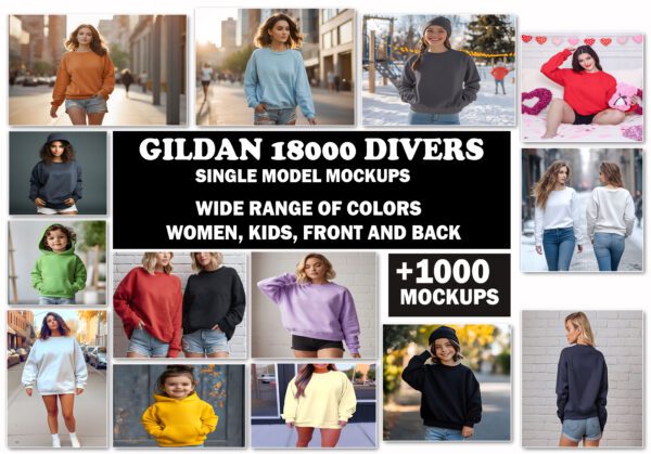 Gildan 18000 Mockup Mega Bundle 1,000 Mockups